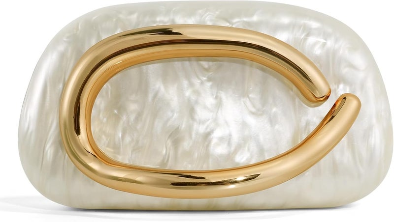 NEWROGENG Clutch Purses for Women Formal, PU Leather/Marble Acrylic Evening Bags with Chain, Trendy Metal Handle Purses 2025 - Image 1